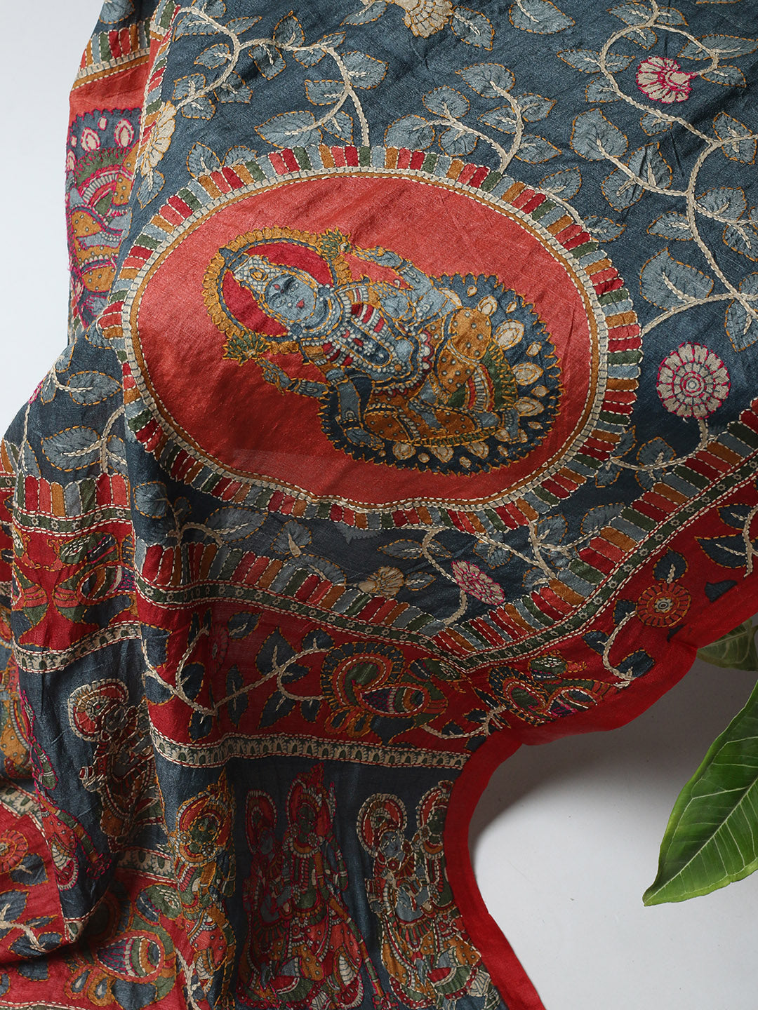 Printed Tussar Unstitched Kurta With Pant &amp; Dupatta