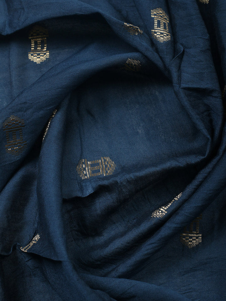 Printed Cotton Blend Unstitched Suit With Pant &amp; Dupatta