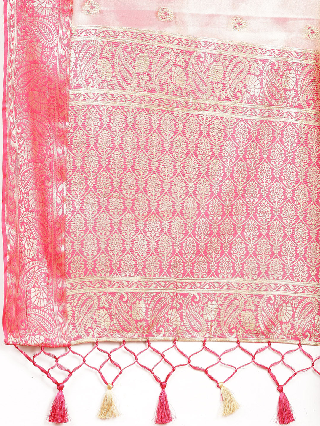 Plain Zari Border Banarasi Woven Saree