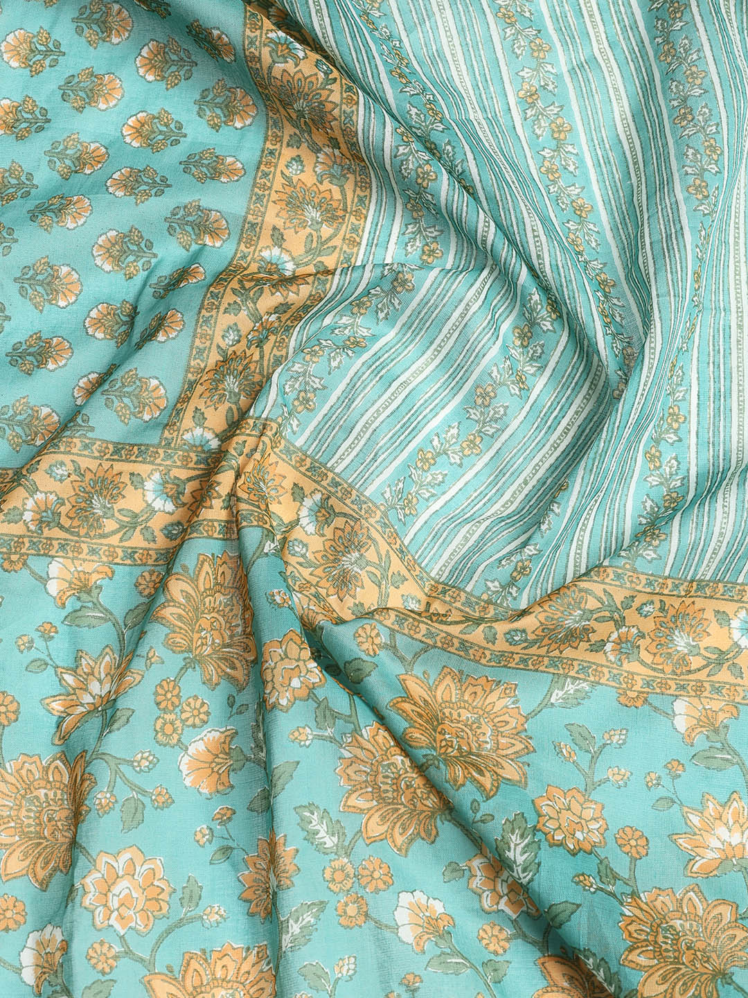 Printed Cotton Blend Unstitched Suit With Dupatta
