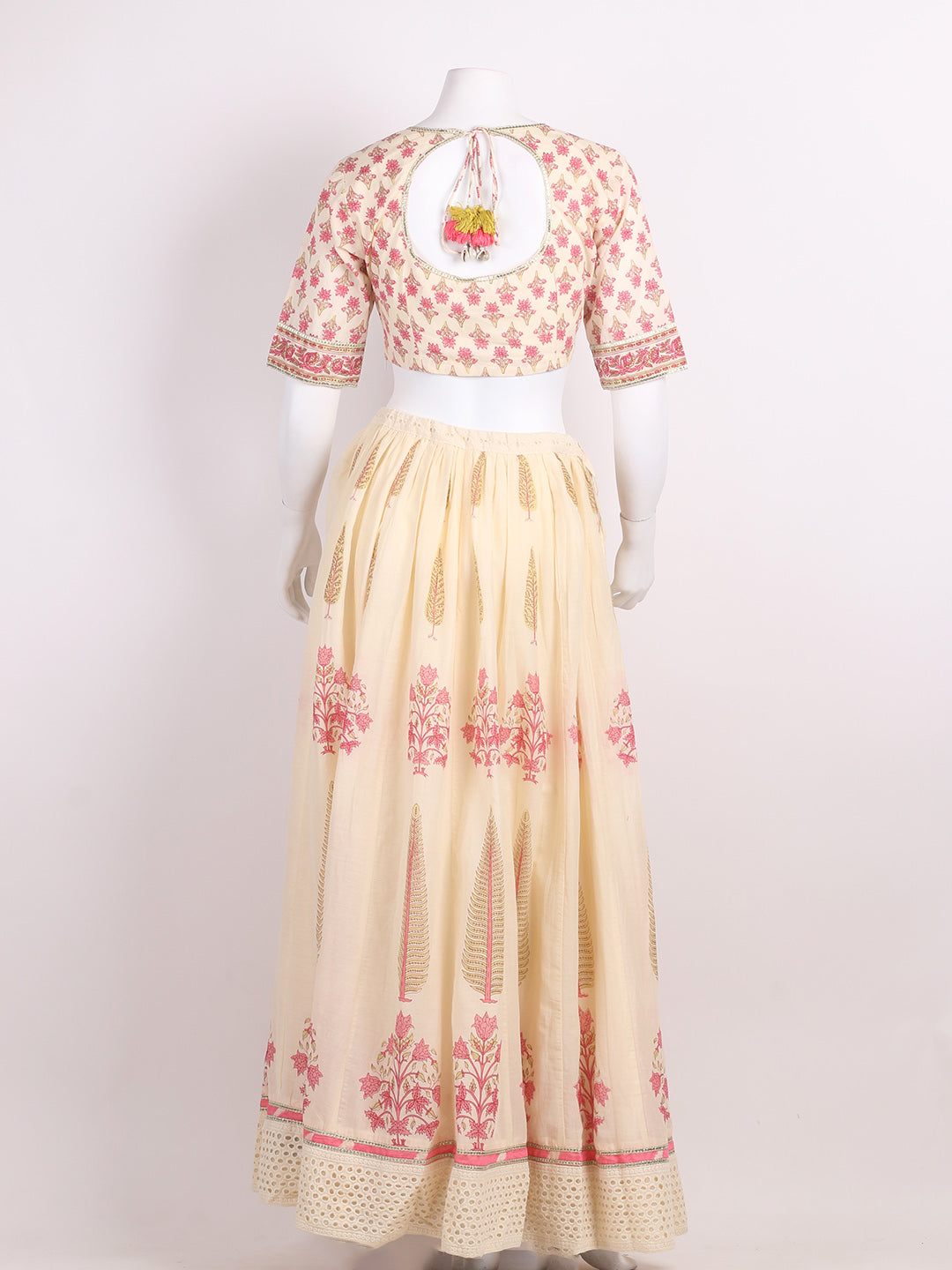 Floral Printed Cotton Choli With Lehenga &amp; Dupatta