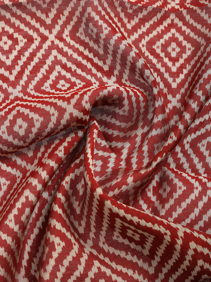 Printed Cotton Blend Unstitched Suit With Pant &amp; Dupatta