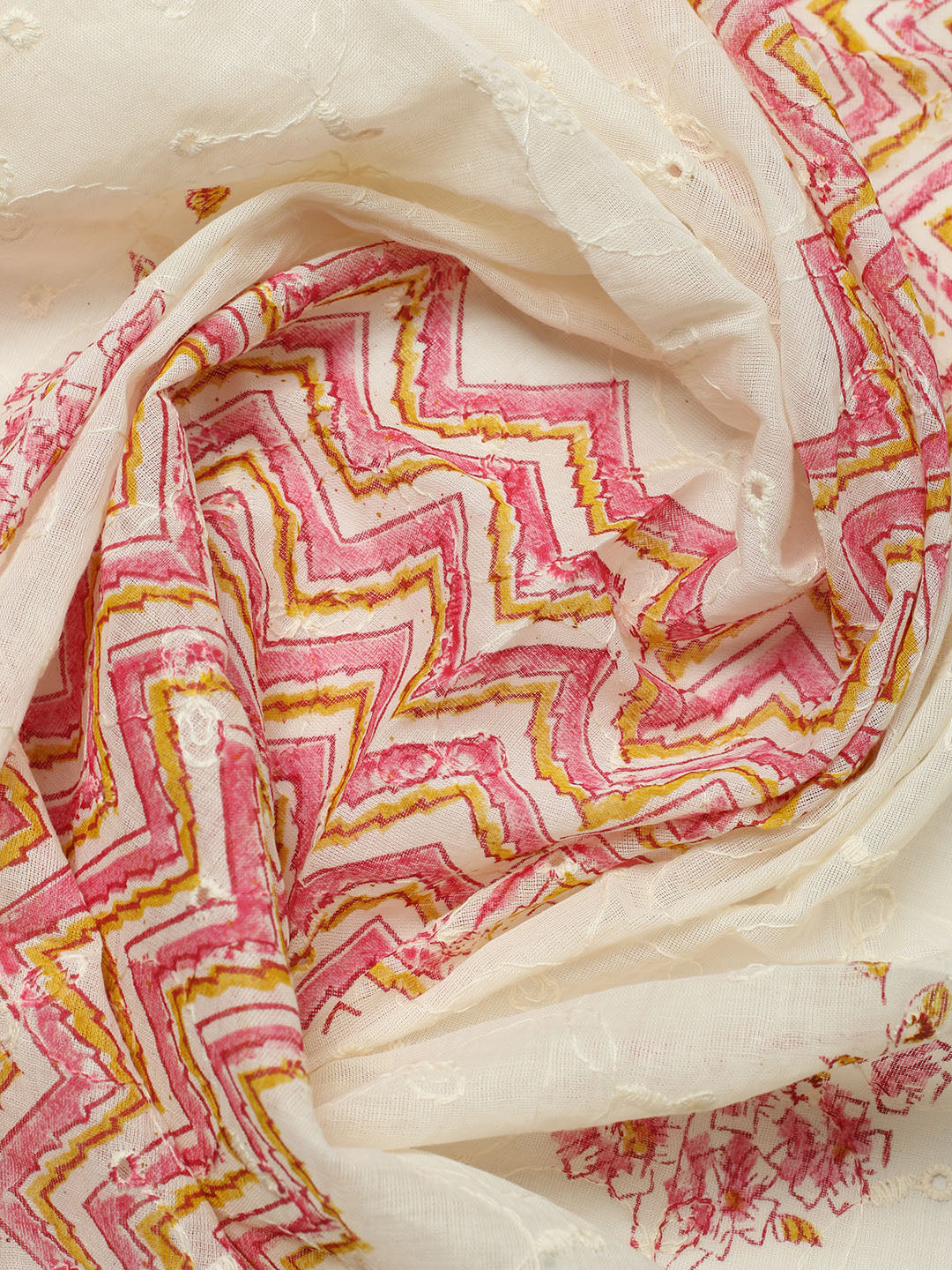 Printed Cotton Blend Unstitched Suit With Pant &amp; Dupatta