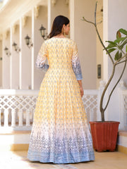 Printed Art Crepe Anarkali Suit Set With Dupatta