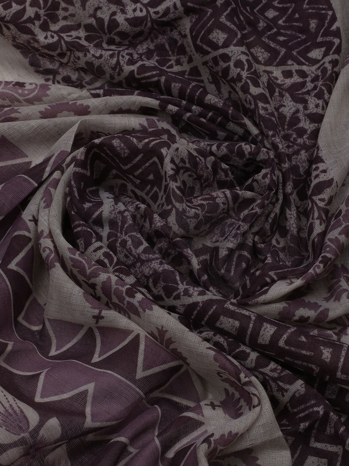 Printed Cotton Blend Unstitched Suit With Dupatta