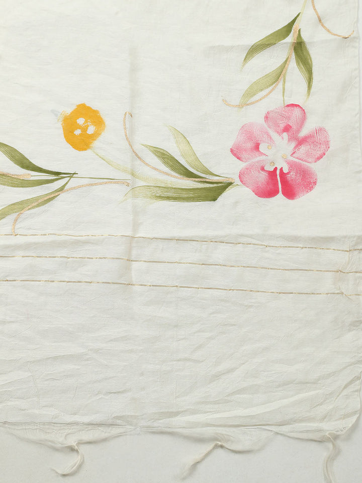 Embroidered Cotton Blend Unstitched Suit With Pant &amp; Dupatta