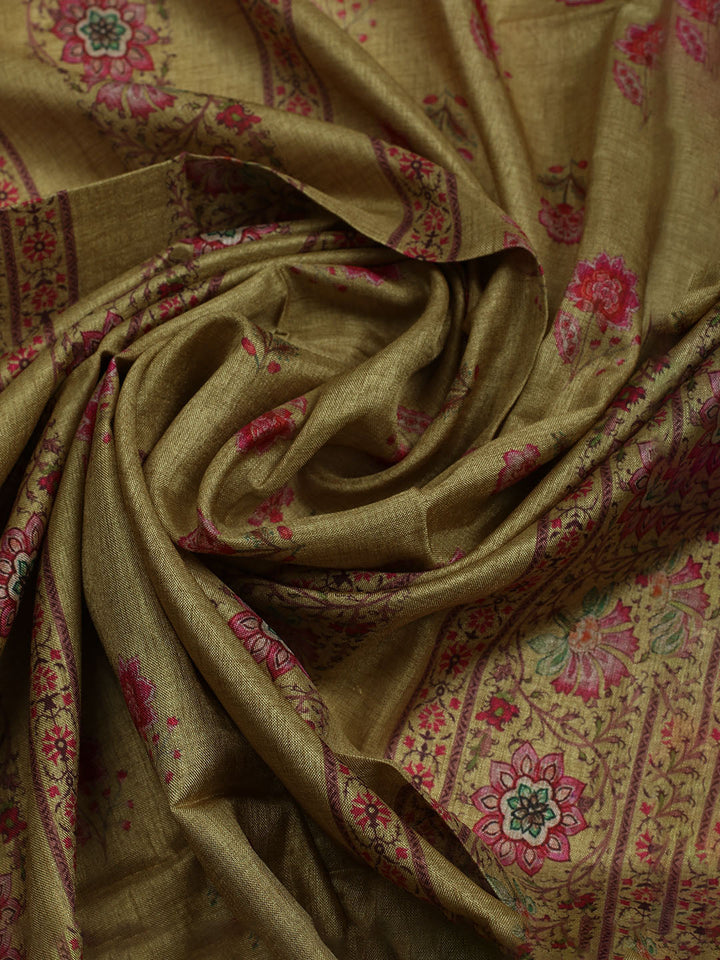Embroidered Tussar Unstitched Suit With Dupatta
