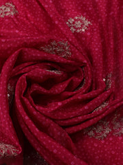 Embroidered Art Silk Unstitched Suit With Dupatta