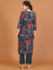 Printed Cotton Blend Kurta With Pants