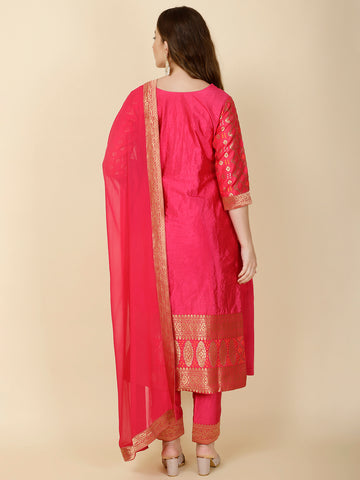 Zari Jaal Woven Handloom Suit Set With Dupatta