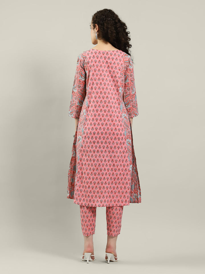 Printed Cotton Blend Kurta &amp; Pants