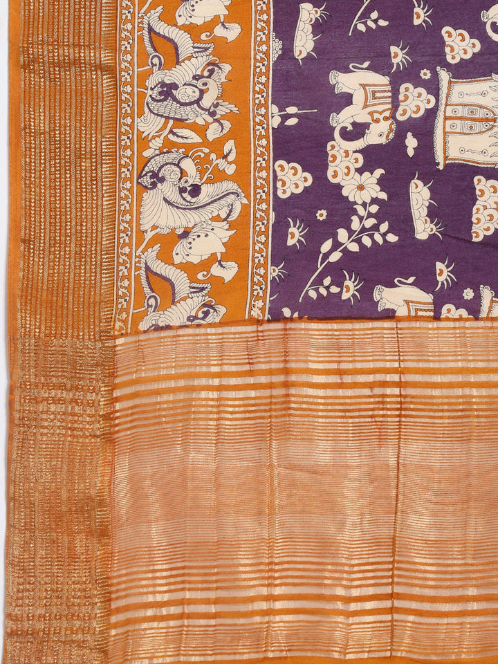 Digital Printed Cotton Blend Woven Saree