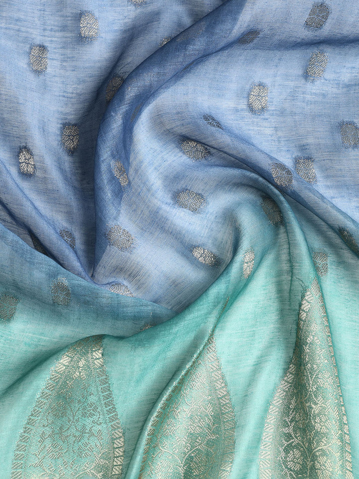 Neck Embroidered Chanderi Unstitched Suit With Dupatta