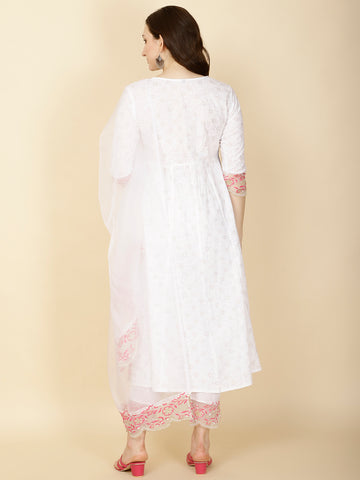 Booti Printed Cotton Kurta With Pants & Dupatta