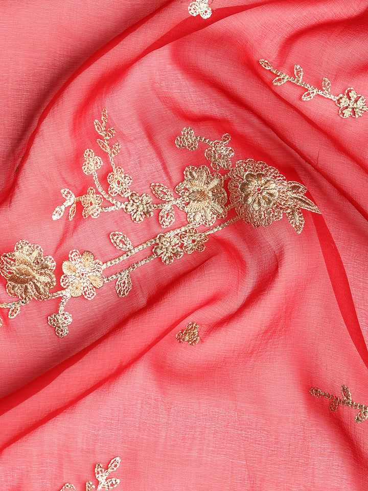Embroidered Organza Unstitched Suit With Dupatta