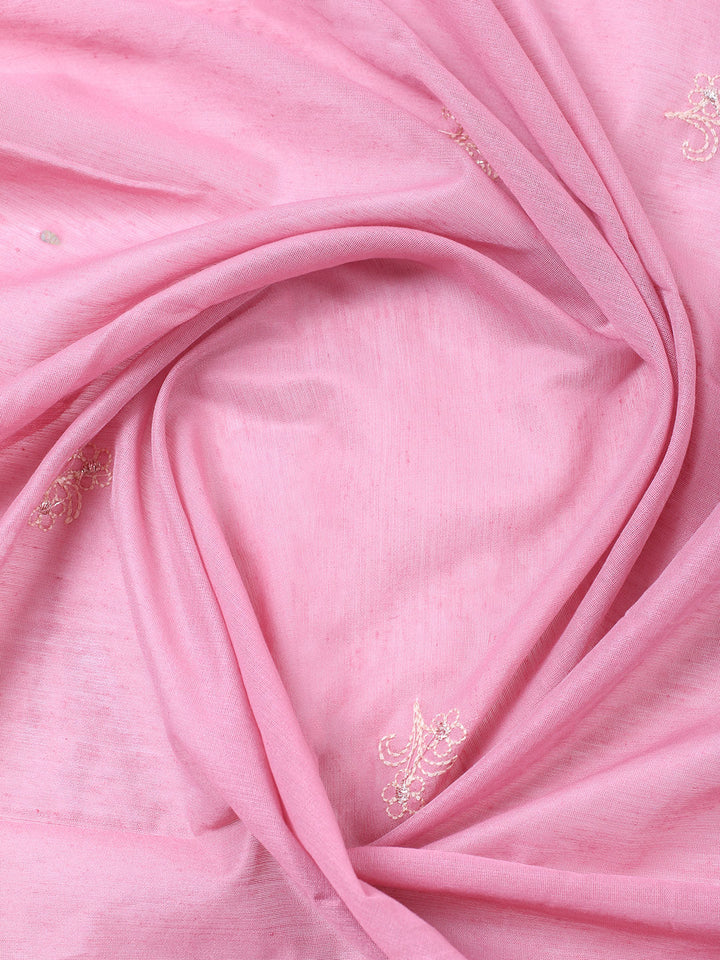 Embroidered Cotton Blend Unstitched Suit With Pant &amp; Dupatta