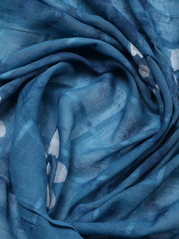 Printed Cotton Blend Unstitched Suit With Pant &amp; Dupatta