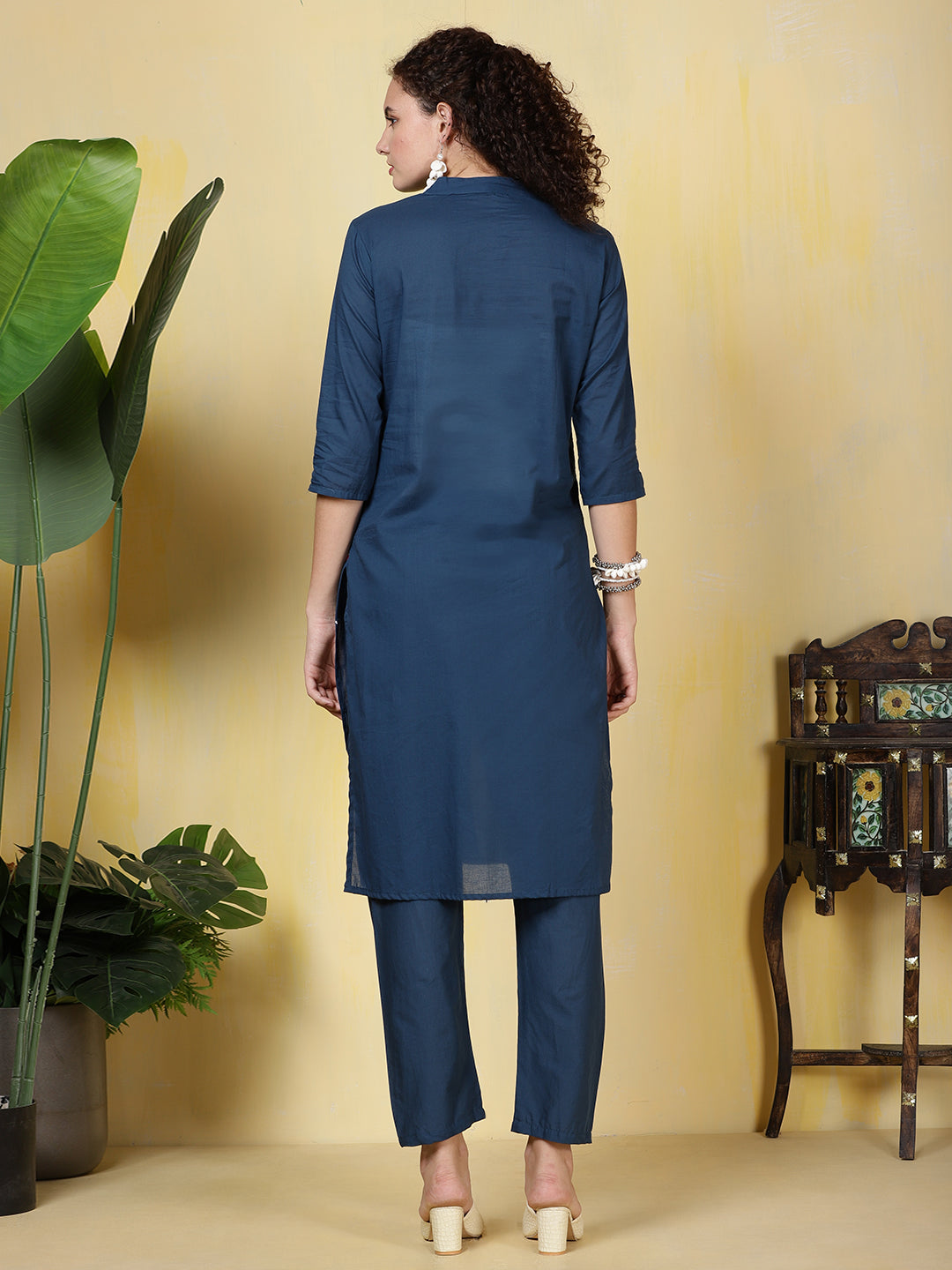 Printed Cotton Blend Kurta With Pants