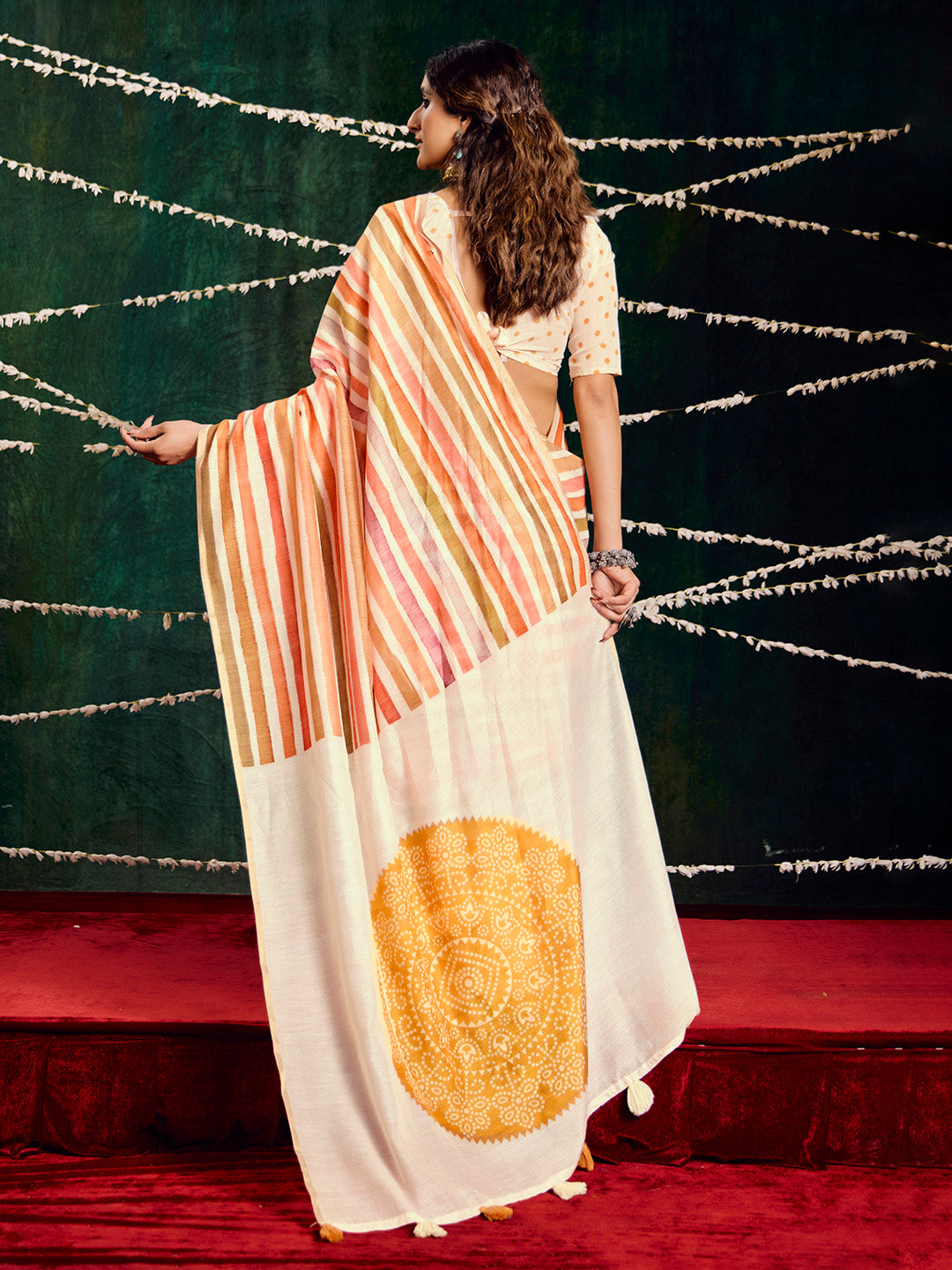 Check Printed Chanderi Saree