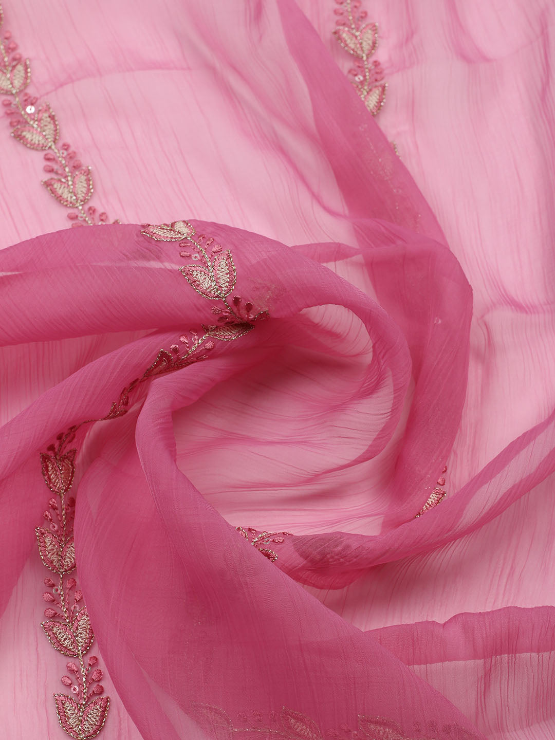 Embroidered Organza Unstitched Suit With Pant &amp; Dupatta