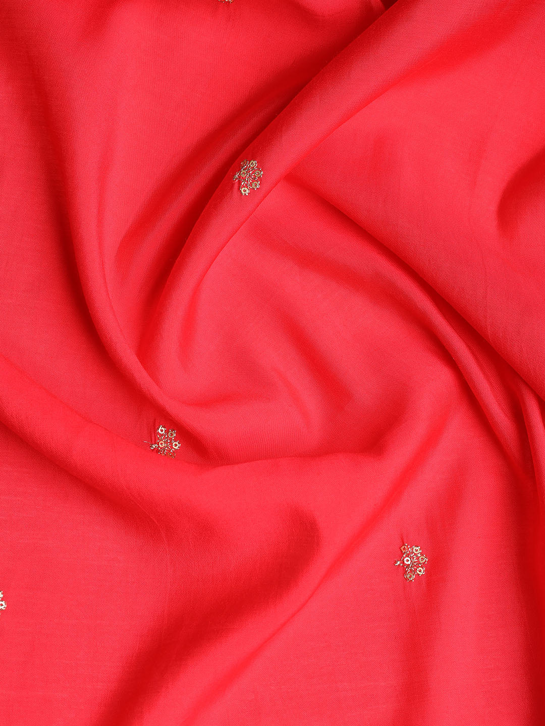 Neck Embroidered Chanderi Unstitched Suit With Dupatta