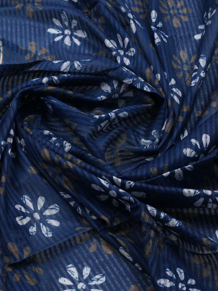Printed Cotton Blend Unstitched Suit With Dupatta