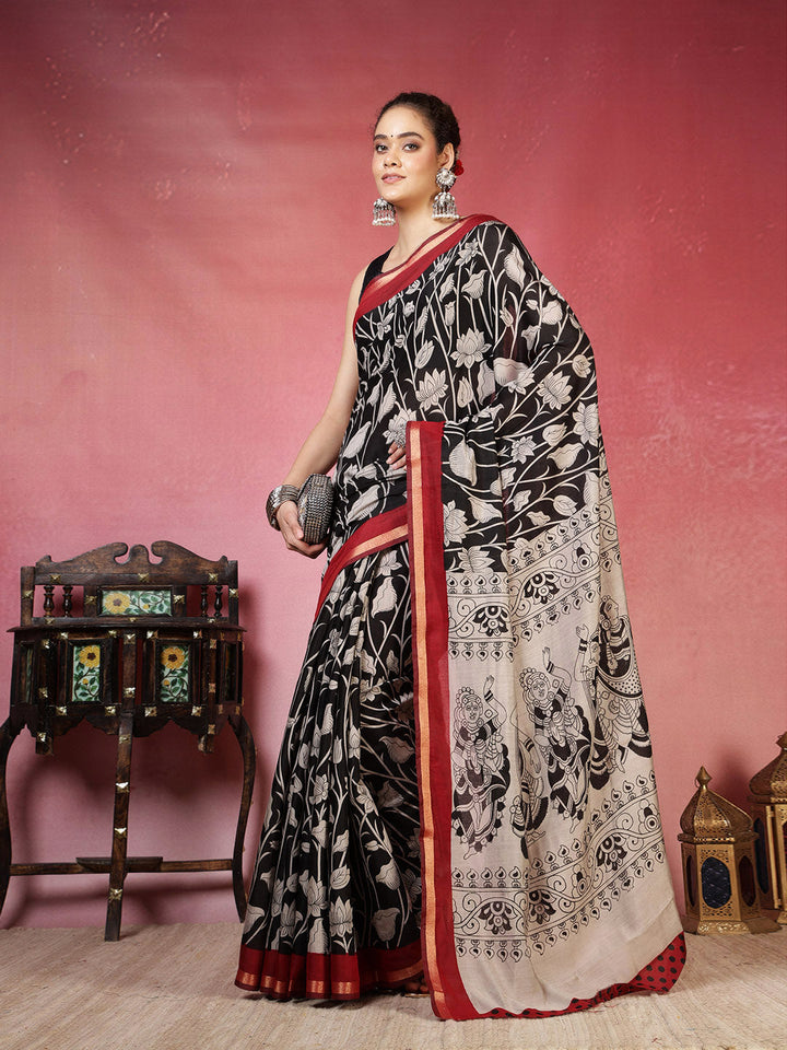 Floral Printed Art Silk Saree