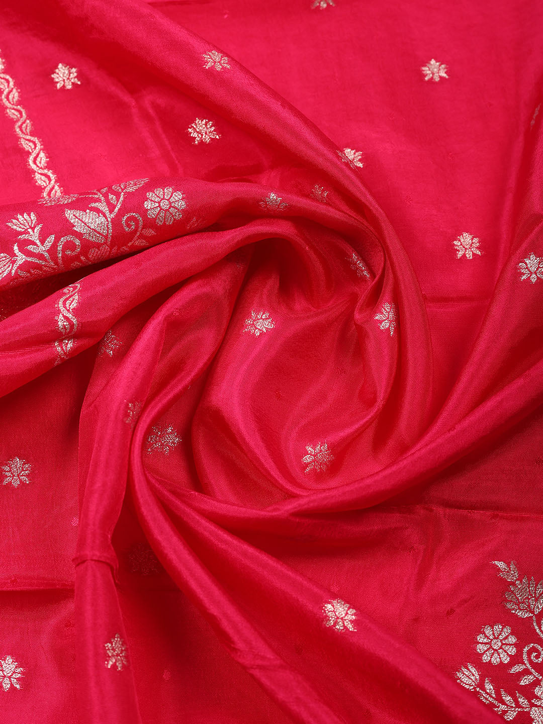 Embroidered Chanderi Unstitched Suit With Pant &amp; Dupatta