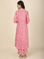 Floral Printed Cotton Kurta With Pants