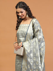 Woven Chanderi Unstitched Suit With Dupatta