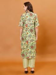 Printed Cotton Blend Kurta With Pants