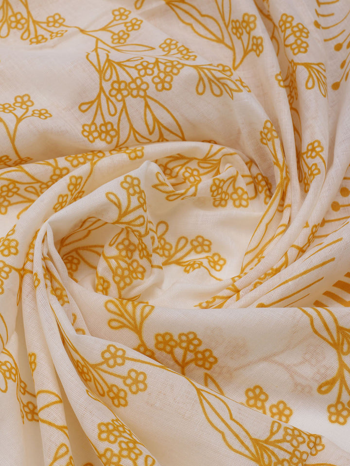 Printed Cotton Blend Unstitched Suit With Dupatta