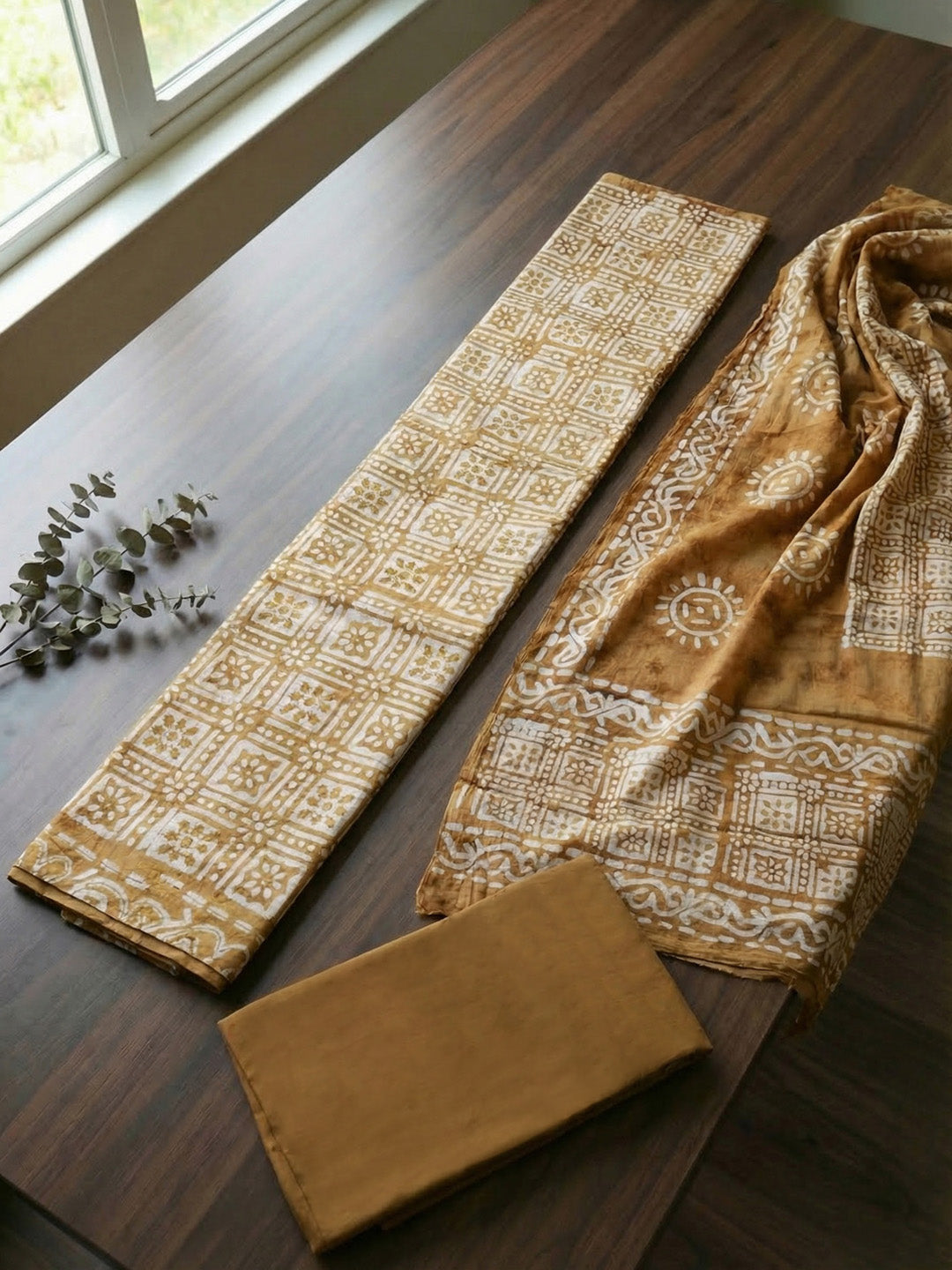 Embroidered Cotton Blend Unstitched Suit With Pant &amp; Dupatta