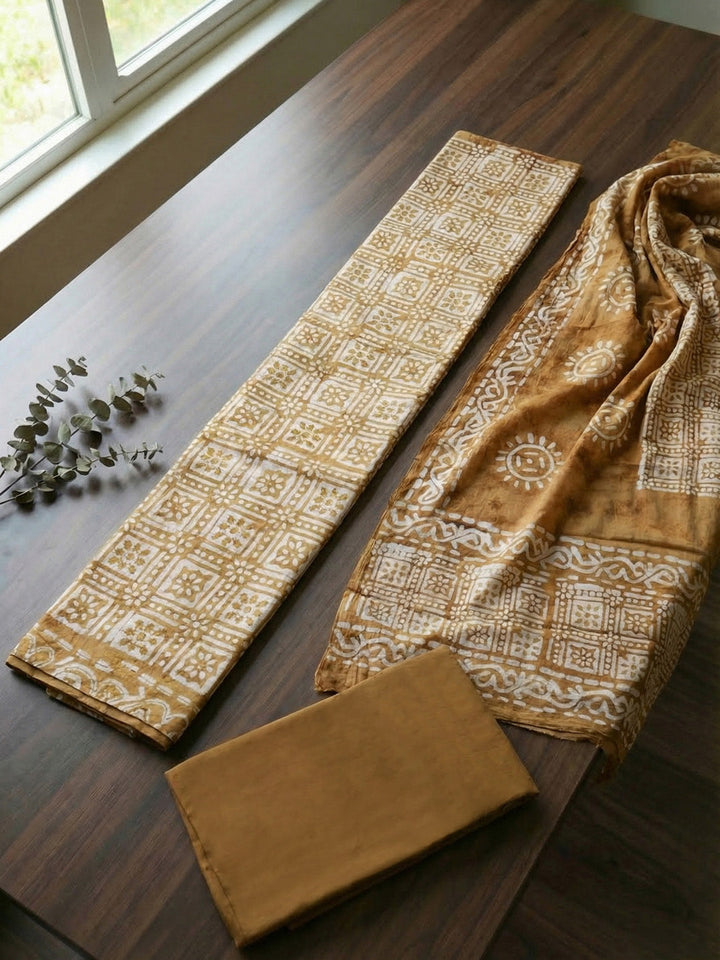 Embroidered Cotton Blend Unstitched Suit With Pant &amp; Dupatta