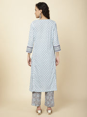 Tropical Printed Cotton Kurta With Pants