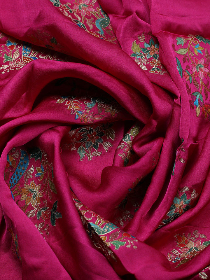 Woven Design Satin Unstitched Suit With Pant &amp; Dupatta