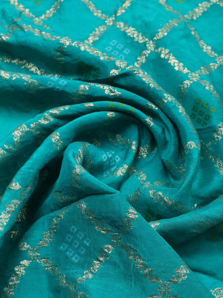 Embroidered Chanderi Unstitched Suit With Pant &amp; Dupatta