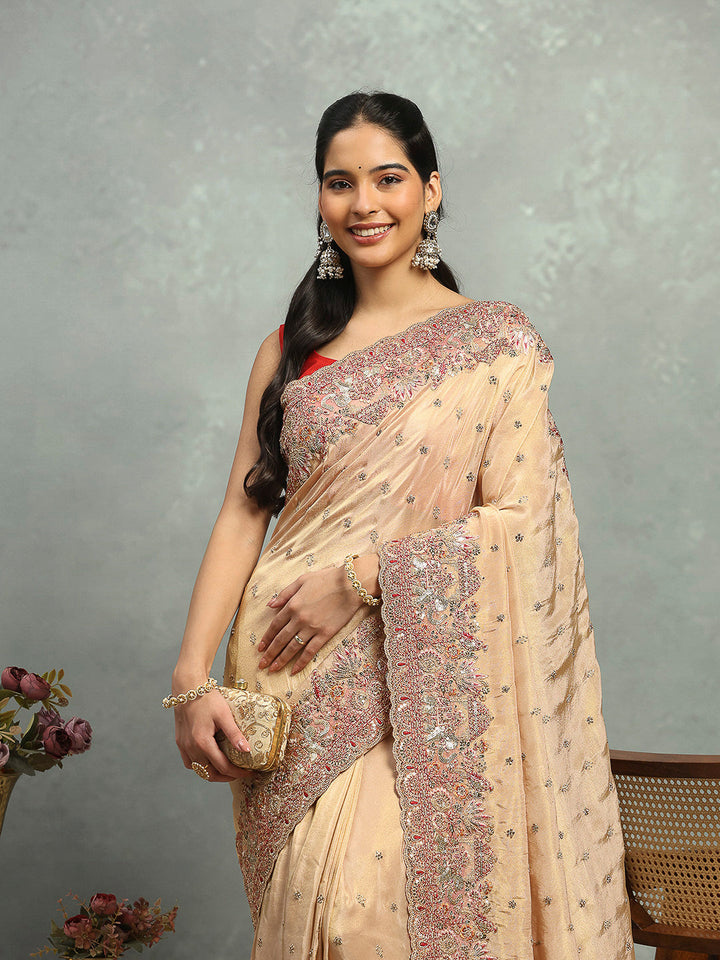 Zari Jaal &amp; Sequin Embroidered Banarasi Saree