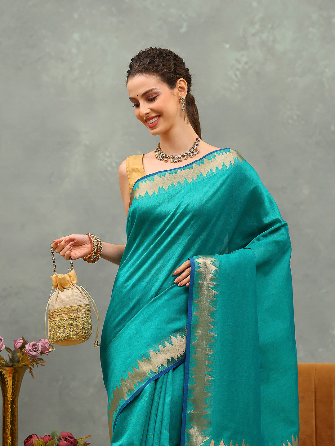 Embroidered Cotton Blend Saree