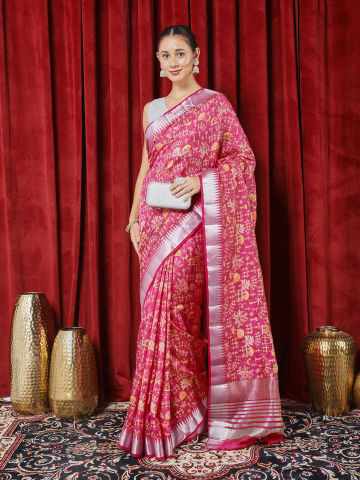 Digital Printed Art Silk Saree