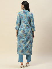 Floral Print Cotton Kurta With Pants