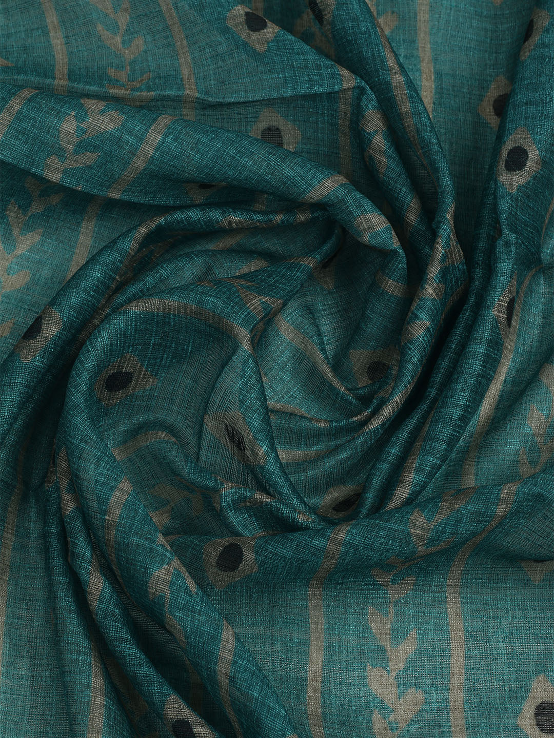 Printed Chanderi Unstitched Suit With Pant &amp; Dupatta