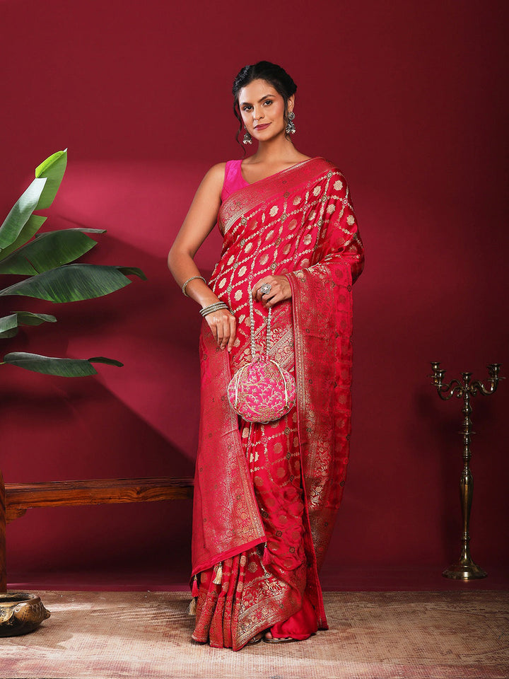 Woven Design Satin Saree