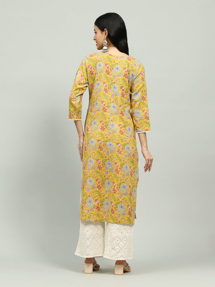 Plain Cotton Blend Kurta With Pants