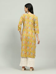 Plain Cotton Blend Kurta With Pants