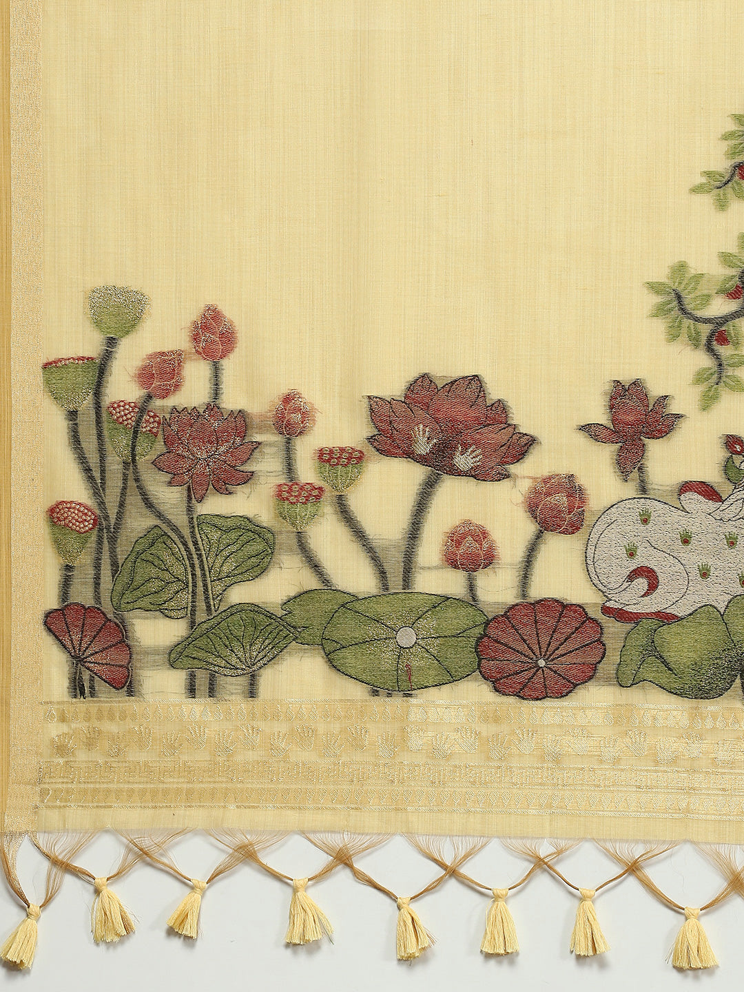 Woven Border Booti Art Silk Saree