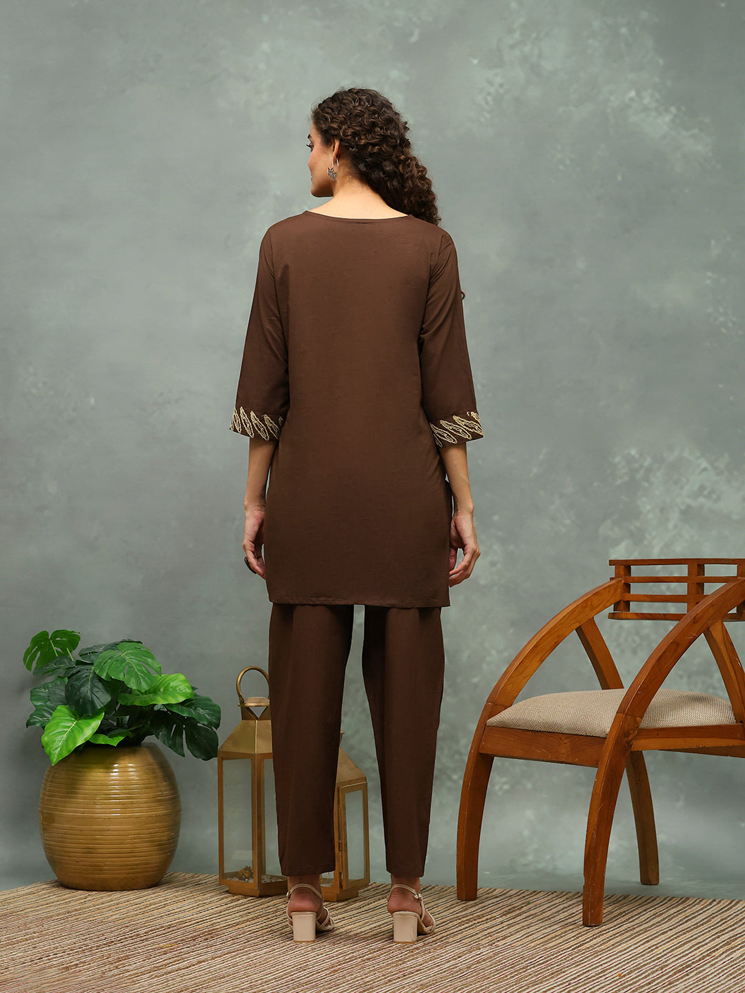 Printed Cotton Blend Kurta With Pants
