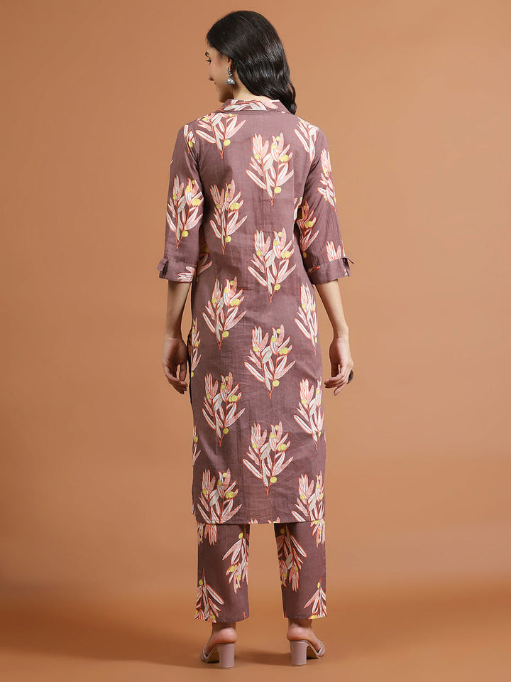 Printed Cotton Blend Kurta With Pants