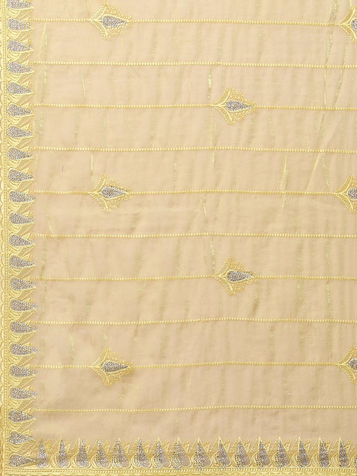 Zari Border Booti Organza Saree