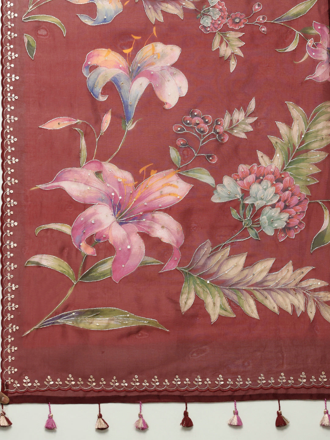 Digital Floral Printed Organza Saree